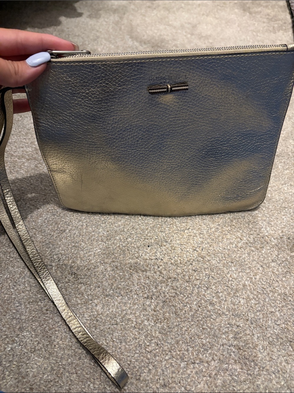 henri bendel Metallic Gold Wristlet with Slim Strap